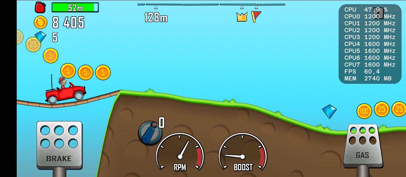 RedmiA3x Hill Climb Racing 60 FPS