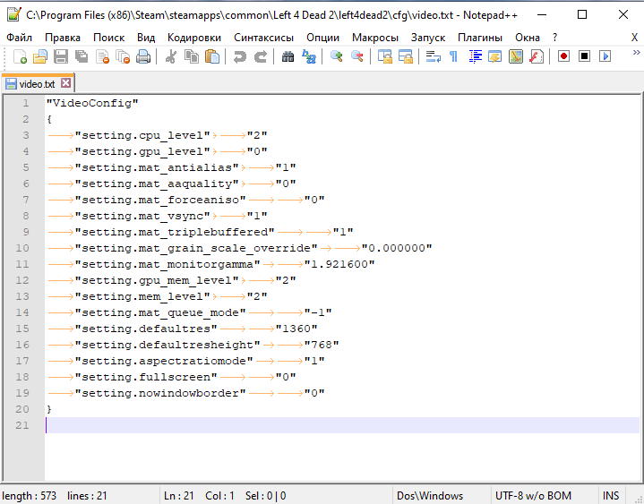C:\Program Files (x86)\Steam\steamapps\common\Left 4 Dead 2\left4dead2\cfg\video.txt