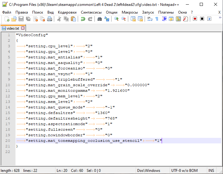 C:\Program Files (x86)\Steam\steamapps\common\Left 4 Dead 2\left4dead2\cfg\video.txt